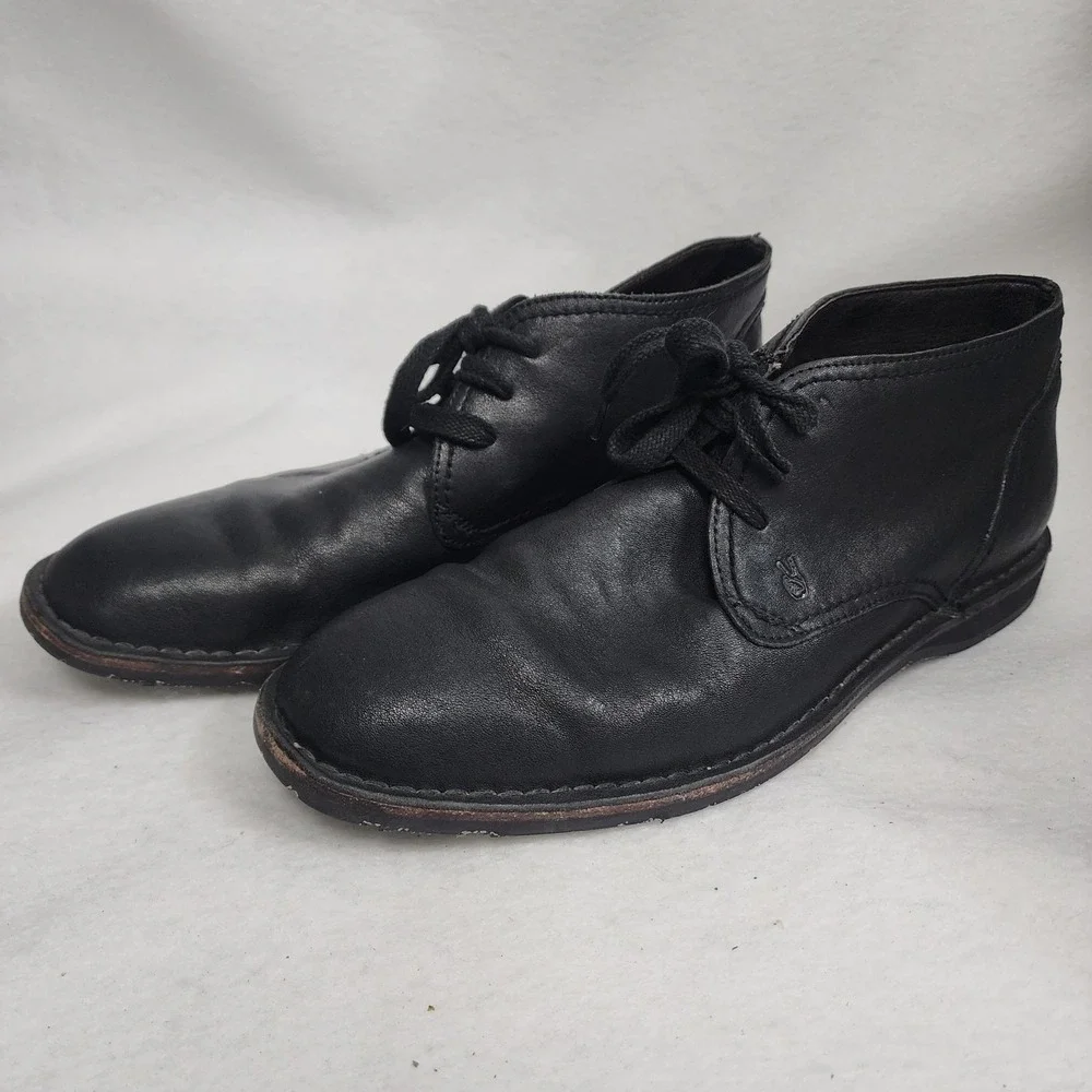John Varvatos Mens US 10 M Hipster Chukka Boots Black Leather Lace Up Ankle